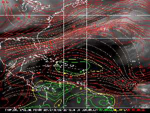 Météo tropicale : Carte des vents de cisaillement.