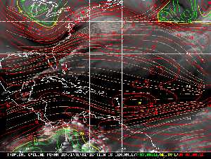 Météo tropicale : Carte des vents de cisaillement.