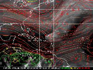 Météo tropicale : Carte des vents de cisaillement.