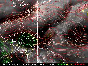 Météo tropicale : Carte des vents de cisaillement.