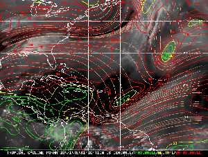Météo tropicale : Carte des vents de cisaillement.