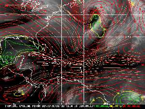 Météo tropicale : Carte des vents de cisaillement.