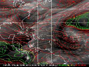 Météo tropicale : Carte des vents de cisaillement.