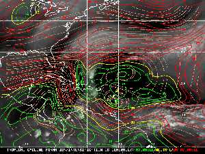 Météo tropicale : Carte des vents de cisaillement.