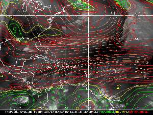 Météo tropicale : Carte des vents de cisaillement.