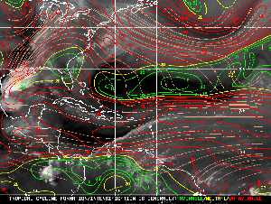 Météo tropicale : Carte des vents de cisaillement.