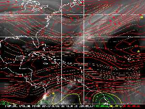 Météo tropicale : Carte des vents de cisaillement.