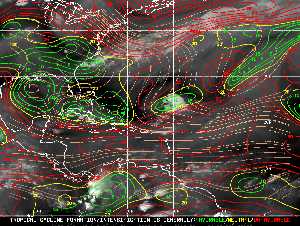 Météo tropicale : Carte des vents de cisaillement.