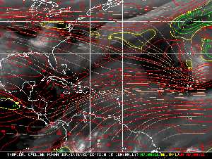 Météo tropicale : Carte des vents de cisaillement.