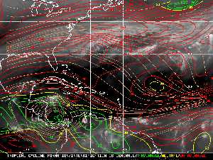 Météo tropicale : Carte des vents de cisaillement.