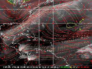 Météo tropicale : Carte des vents de cisaillement.