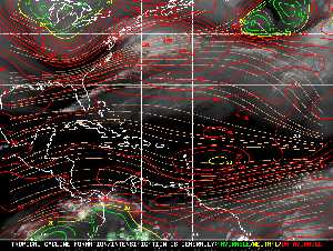 Météo tropicale : Carte des vents de cisaillement.