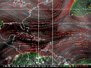 Météo tropicale : Carte des vents de cisaillement.