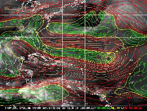 Météo tropicale : Carte des vents de cisaillement.