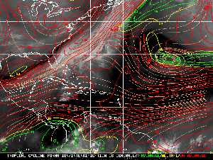 Météo tropicale : Carte des vents de cisaillement.