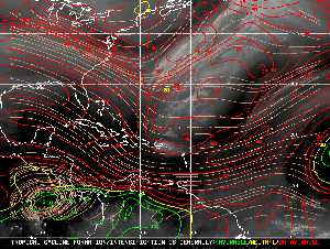 Météo tropicale : Carte des vents de cisaillement.