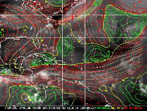 Météo tropicale : Carte des vents de cisaillement.