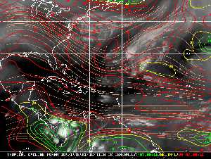 Météo tropicale : Carte des vents de cisaillement.