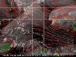 Météo tropicale : Carte des vents de cisaillement.