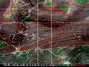 Météo tropicale : Carte des vents de cisaillement.