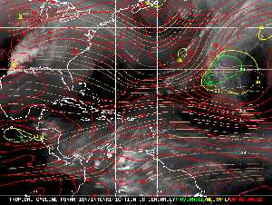 Météo tropicale : Carte des vents de cisaillement.