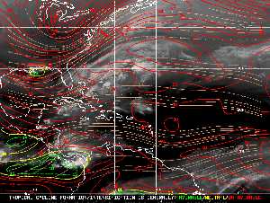 Météo tropicale : Carte des vents de cisaillement.