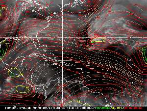 Météo tropicale : Carte des vents de cisaillement.