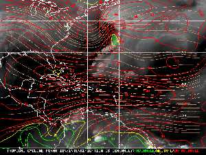Météo tropicale : Carte des vents de cisaillement.