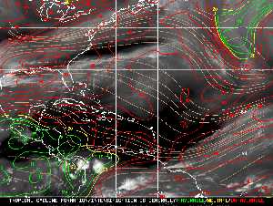 Météo tropicale : Carte des vents de cisaillement.