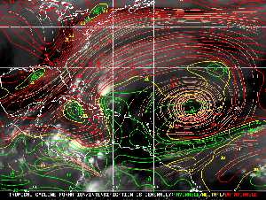 Météo tropicale : Carte des vents de cisaillement.