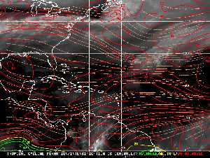 Météo tropicale : Carte des vents de cisaillement.
