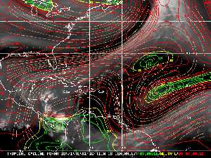 Météo tropicale : Carte des vents de cisaillement.