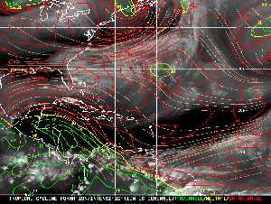 Météo tropicale : Carte des vents de cisaillement.