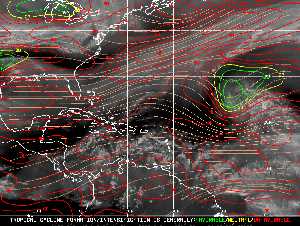Météo tropicale : Carte des vents de cisaillement.