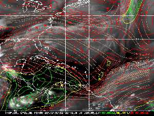 Météo tropicale : Carte des vents de cisaillement.