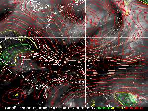 Météo tropicale : Carte des vents de cisaillement.