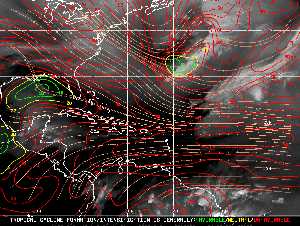 Météo tropicale : Carte des vents de cisaillement.