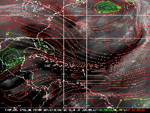 Météo tropicale : Carte des vents de cisaillement.