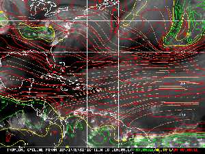 Météo tropicale : Carte des vents de cisaillement.