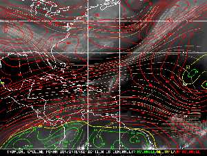 Météo tropicale : Carte des vents de cisaillement.