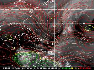 Météo tropicale : Carte des vents de cisaillement.