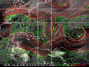 Météo tropicale : Carte des vents de cisaillement.
