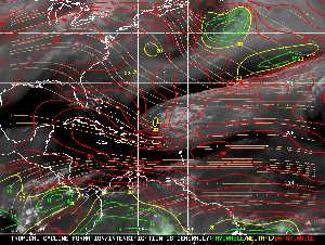 Météo tropicale : Carte des vents de cisaillement.