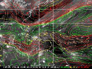 Météo tropicale : Carte des vents de cisaillement.