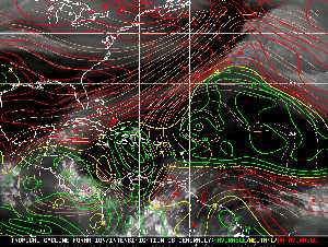 Météo tropicale : Carte des vents de cisaillement.