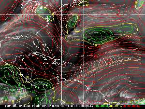 Météo tropicale : Carte des vents de cisaillement.