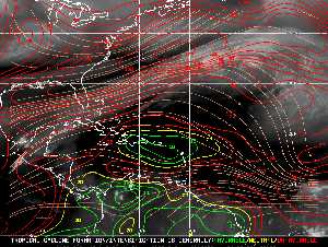 Météo tropicale : Carte des vents de cisaillement.