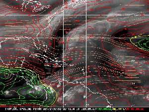Météo tropicale : Carte des vents de cisaillement.