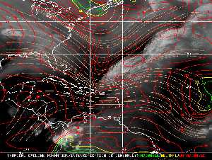 Météo tropicale : Carte des vents de cisaillement.