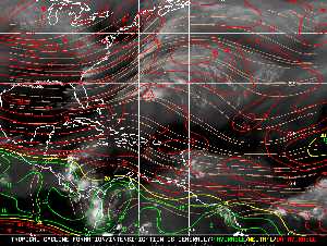 Météo tropicale : Carte des vents de cisaillement.